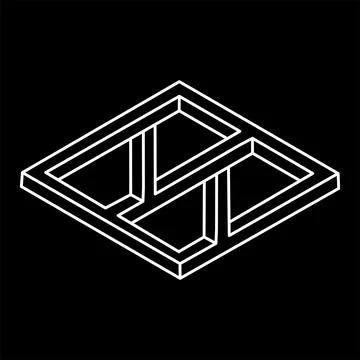 Impossible optical illusion shapes. Optical art objects. Impossible figures Stock Illustration