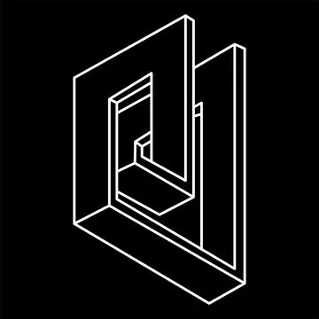 Impossible optical illusion shapes. Optical art object. Sacred geometry Stock Illustration