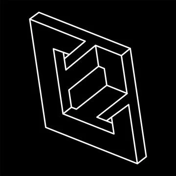 Impossible optical illusion shapes. Optical art objects. Impossible figures Stock Illustration