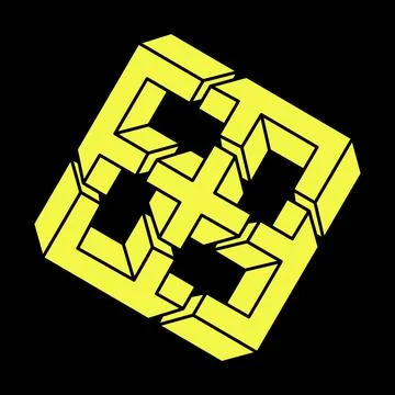 Impossible optical illusion shapes. Optical art object. Impossible figures. Line Stock Illustration