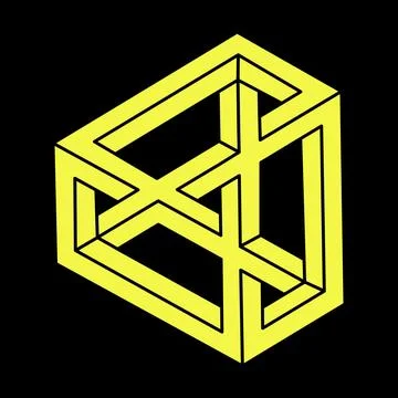 Impossible optical illusion shapes. Optical art object. Geometry. Impossible Stock Illustration