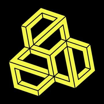 Impossible optical illusion shapes. Optical art object. Escher style. Impossible Illustrazione stock