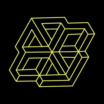 Impossible optical illusion shapes. Optical art object. Impossible figures. Line Stock Illustration