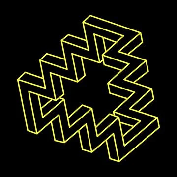 Impossible optical illusion shapes. Optical art object. Impossible figures. Line Stock Illustration