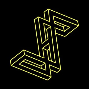 Impossible optical illusion shapes. Optical art object. Impossible figures. Line Stock Illustration