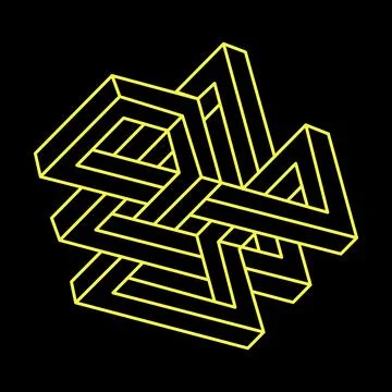 Impossible optical illusion shapes. Optical art objects. Sacred geometry Illustrazione stock