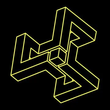 Impossible optical illusion shapes. Optical art objects. Sacred geometry Stock Illustration