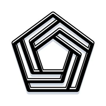 Impossible pentagon optical illusion infinite loop geometry Illustrazione stock