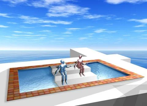 Impossible Pool Original illustration of impossible geometric shapes in th... Stock Photos
