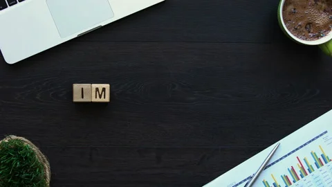 Impossible to possible word made of cubes on table, motivation stop-motion 스톡 동영상 99956334