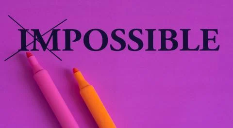 Impossible is possible, words on a bright background, concept, art, change, m 库存照片