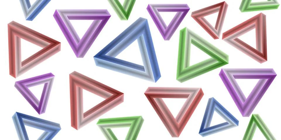 Impossible seamless triangle background. Optical visual illusion. Triangular  Stock Illustration