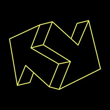 Impossible shape. Arrows isolated on a black background. Vector illustration Stock Illustration