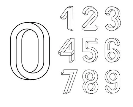 Impossible shape font. Memphis style letters. Colored numbers in the style of Stock Illustration