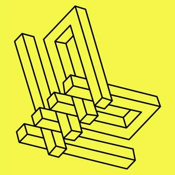 Impossible shape. Line design. Impossible figure. Optical illusion objects. Op 스톡 일러스트