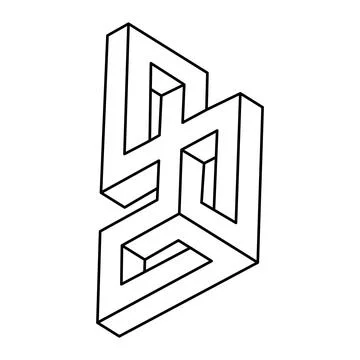 Impossible shape. Line design. Isolated on a white background. Optical illusion Stock Illustration