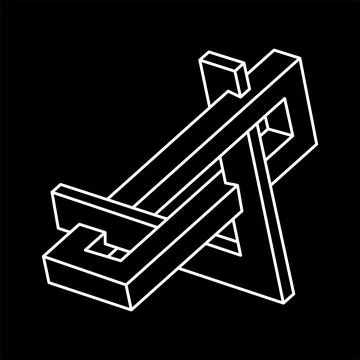 Impossible shape. Line design. Isolated on a black background. Vector Stock Illustration
