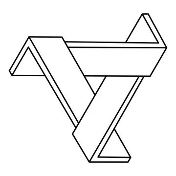 Impossible shape logo design, optical illusion triangle. Optical art object. Stock Illustration