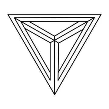 Impossible shape logo design, optical illusion triangle. Optical art object. 库存插图