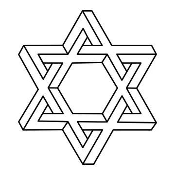 Impossible shape logo design, optical illusion object. Op art figure. Stock Illustration