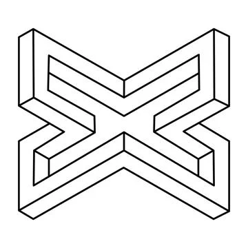 Impossible shape logo design, optical illusion object. Op art. Sacred geometry Stock Illustration