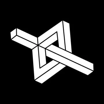 Impossible shape logo design, optical illusion object. Escher paradox. Optical Stock Illustration