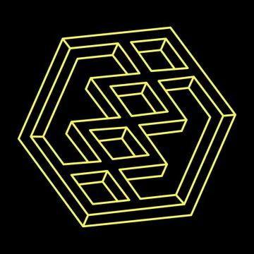 Impossible shape logo design, optical illusion object. Optical art. Sacred Stock Illustration