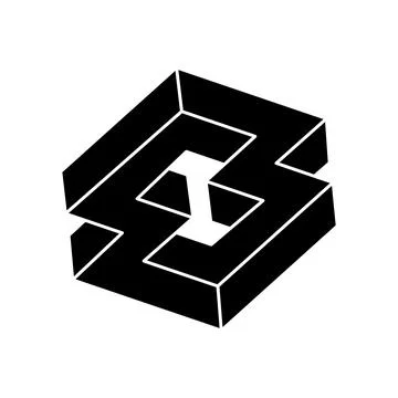 Impossible shape logo design, optical illusion object. Optical art. Unreal Stock Illustration