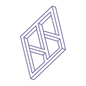 Impossible shape. Logo in trendy 2022 Very Peri color. Sacred geometry figure Ilustração Stock