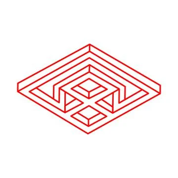 Impossible shape. Logo. Web design element. Optical illusion object. Line design Ilustración de archivo