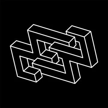 Impossible shape. Optical art. Sacred geometry figure. Optical illusion Stock Illustration