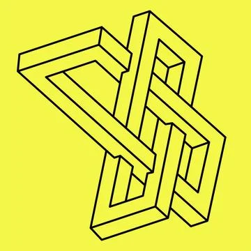 Impossible shape. Optical illusion. Abstract infinite geometric object. Web Stock Illustration