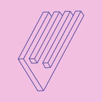 Impossible shape, optical illusion figure, vector background. Escher paradox. Stock Illustration