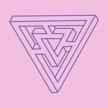 Impossible shape, optical illusion logo, vector triangle. Optical art object. Stock Illustration