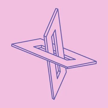 Impossible shape, optical illusion logo, vector. Optical art object. Geometric Ilustración de archivo