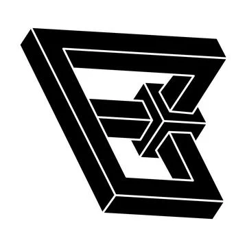Impossible shape. Optical illusion. Optical art object. Impossible geometry Stock Illustration