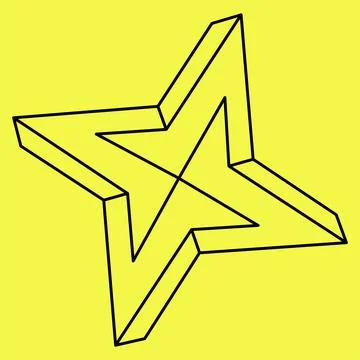Impossible shape. Optical illusion. Vector illustration isolated on a yellow Stock Illustration