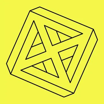 Impossible shape. Optical Illusion. Vector illustration isolated on a yellow Stock Illustration