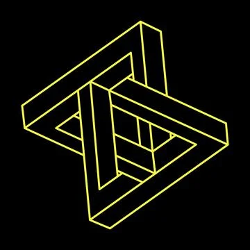 Impossible shape, optical illusion, vector. Optical art object. Geometric figure Stock Illustration