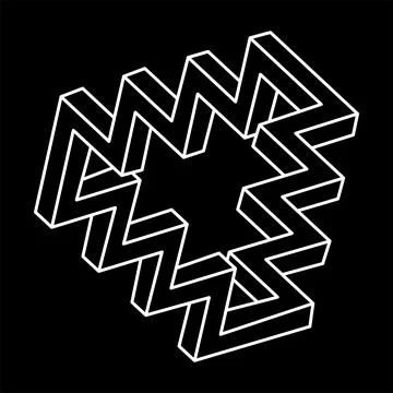 Impossible shape. Sacred geometry figure. Optical illusion. Abstract eternal Stock Illustration