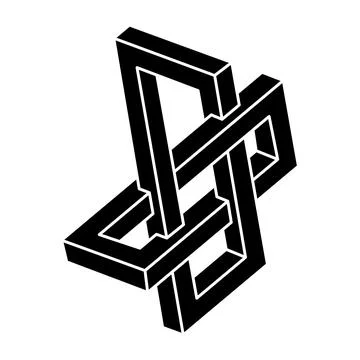 Impossible shape. Sacred geometry figure. Optical illusion. Abstract eternal Stock Illustration
