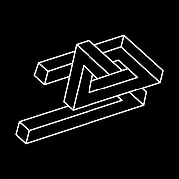 Impossible shape. Sacred geometry figures. Optical illusion. Abstract eternal Stock Illustration