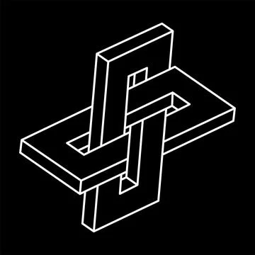 Impossible shape. Sacred geometry figures. Optical illusion. Abstract eternal Stock Illustration