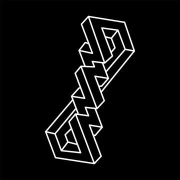Impossible shape. Sacred geometry figures. Optical illusion. Abstract eternal Stock Illustration