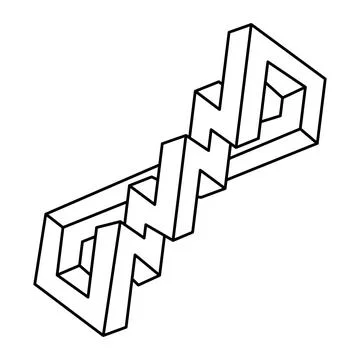 Impossible shape. Sacred geometry. Optical illusion shape. Abstract eternal Stock Illustration