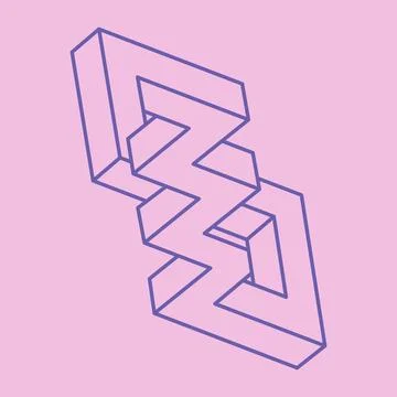 Impossible shape. Sacred geometry. Optical illusion logo. Abstract eternal Stock Illustration