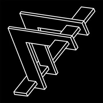 Impossible shape. Sacred geometry. Optical illusion figures. Abstract eternal Stock Illustration