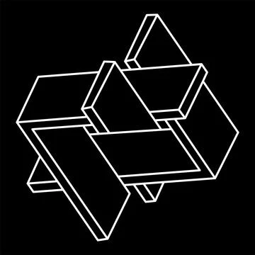 Impossible shape. Sacred geometry. Optical illusion figures. Abstract eternal Stock Illustration