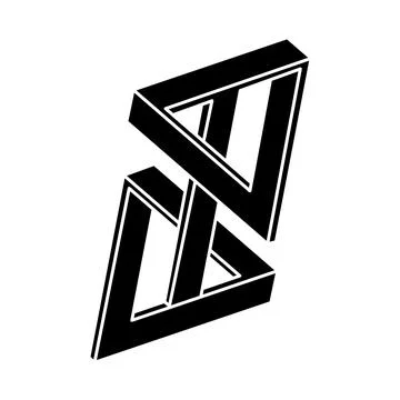 Impossible shape. Sacred geometry. Optical illusion figure. Abstract eternal Illustrazione stock