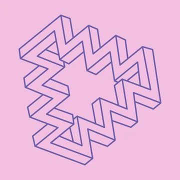 Impossible shape. Sacred geometry pattern. Optical illusion. Abstract eternal Stock Illustration